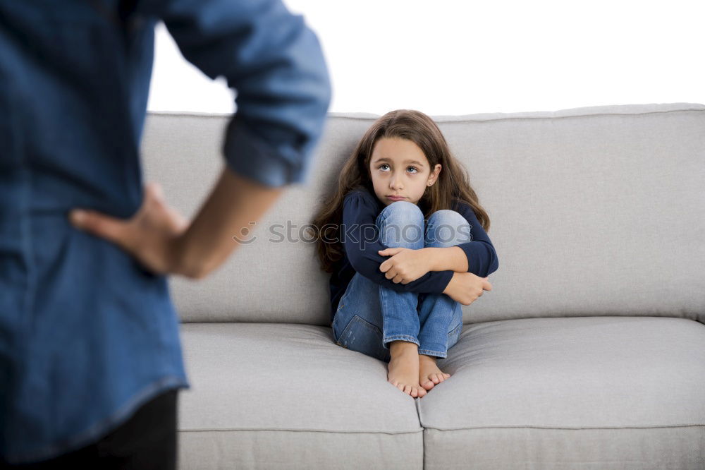 Similar – Image, Stock Photo sad daughter hugging his mother at home. Concept of couple family is in sorrow.