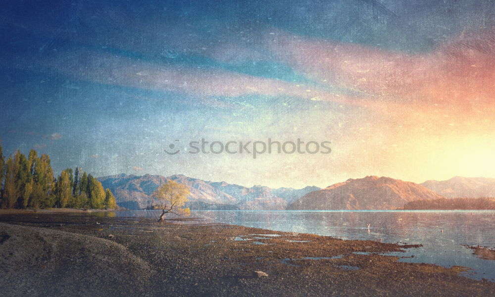 Similar – Beautiful sunset above a big river