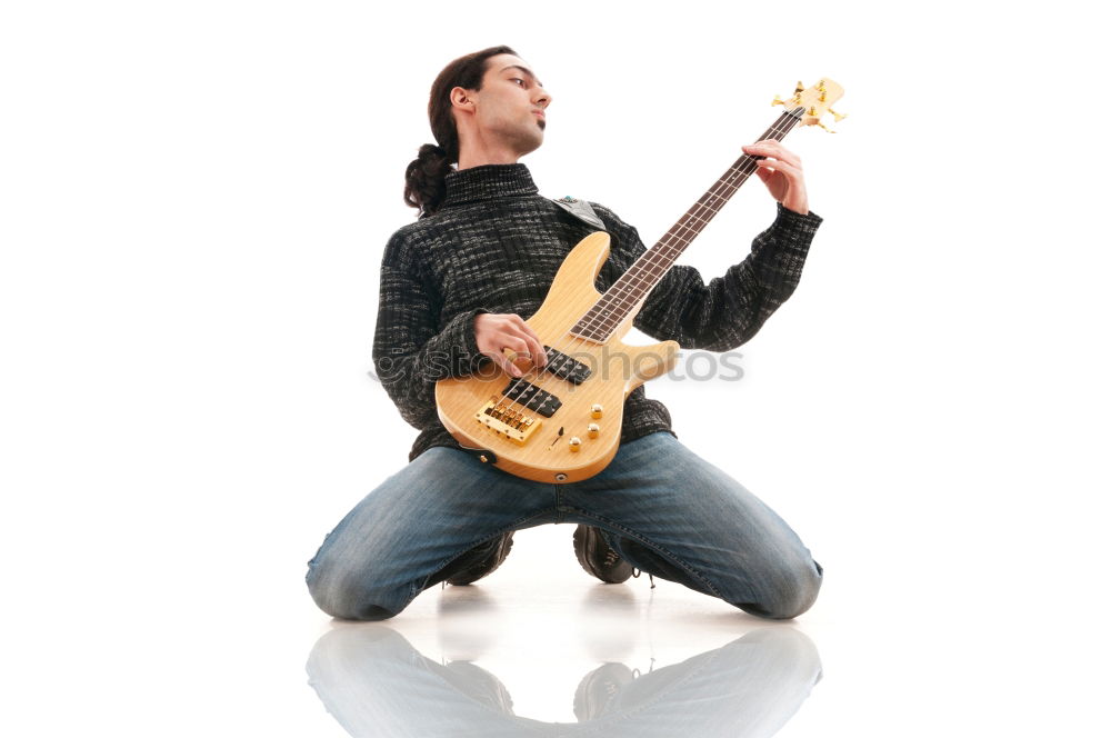 Similar – Image, Stock Photo outdoor photo session with a bass player and his instruments