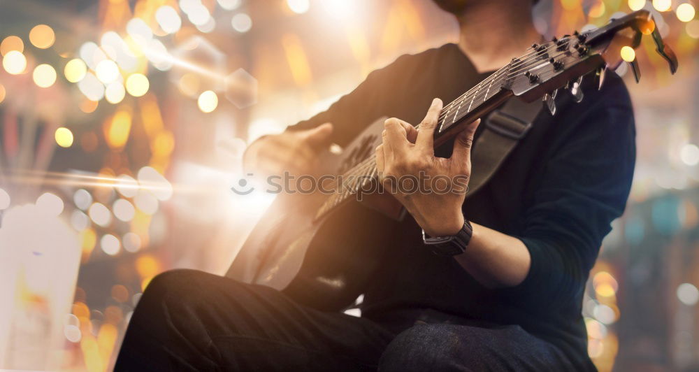 Similar – Image, Stock Photo Man playing guitar in nature