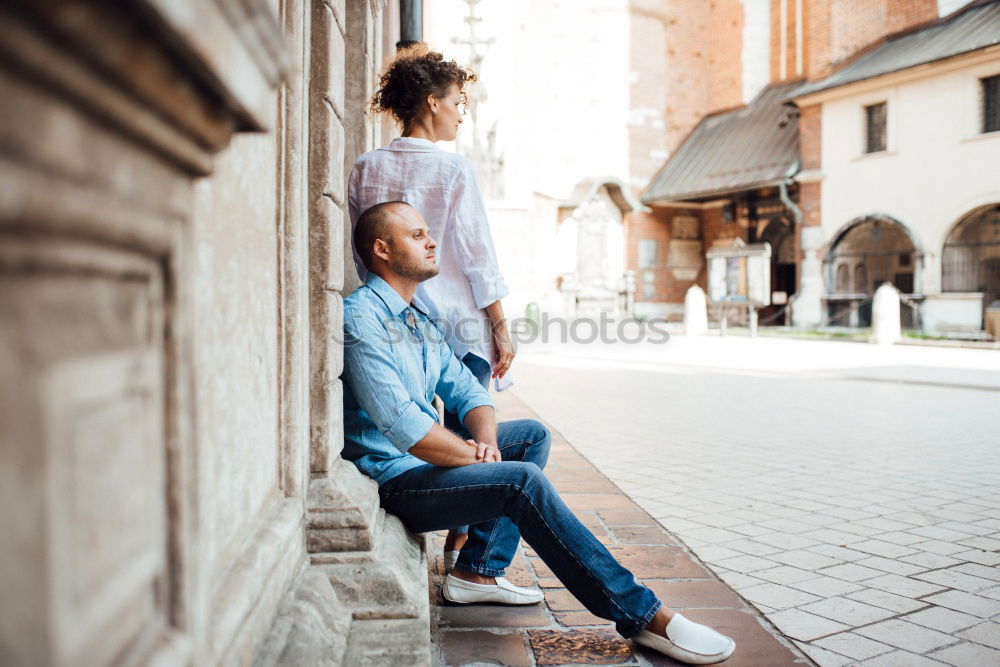 Similar – Image, Stock Photo Smiling couple of lovers having fun.