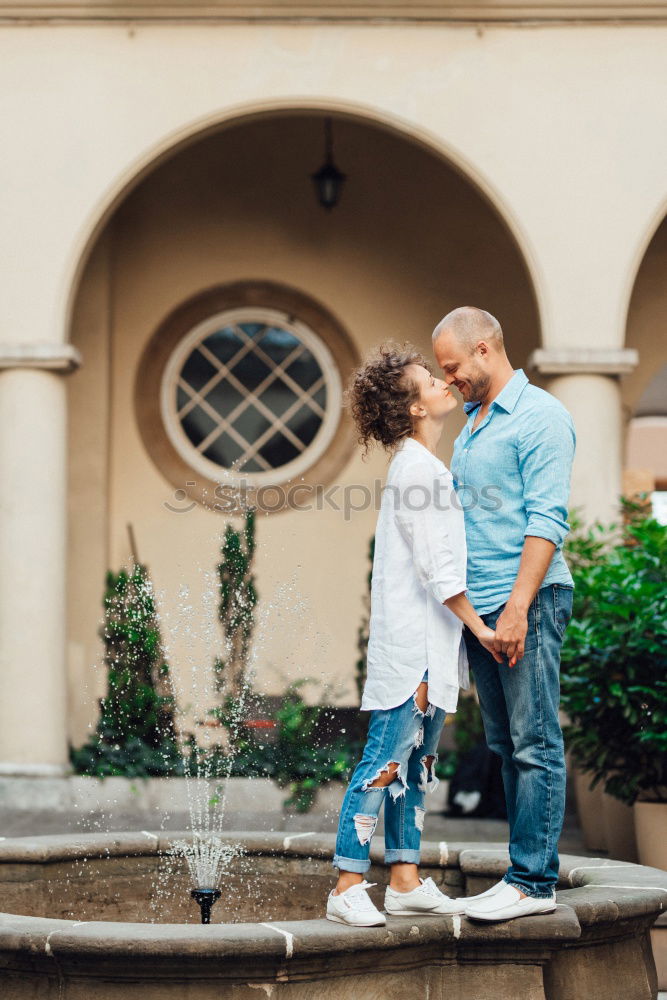 Similar – Image, Stock Photo Smiling couple of lovers having fun.