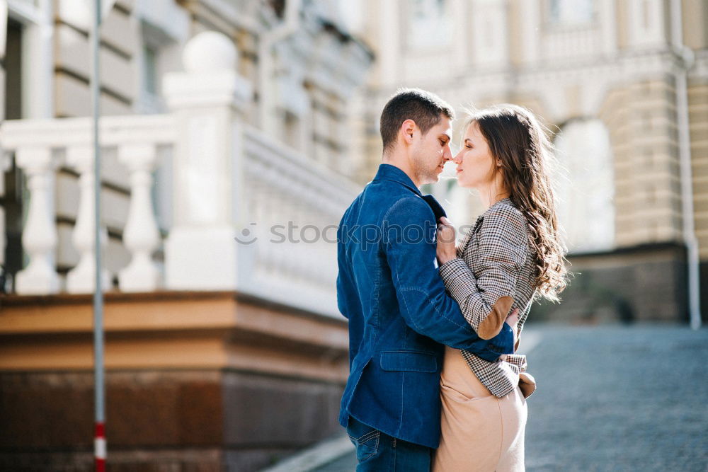 Similar – Image, Stock Photo Smiling couple of lovers having fun.