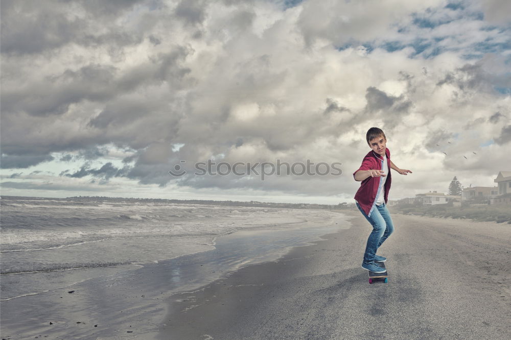 Similar – Image, Stock Photo Beautiful young skater playing with her dog.