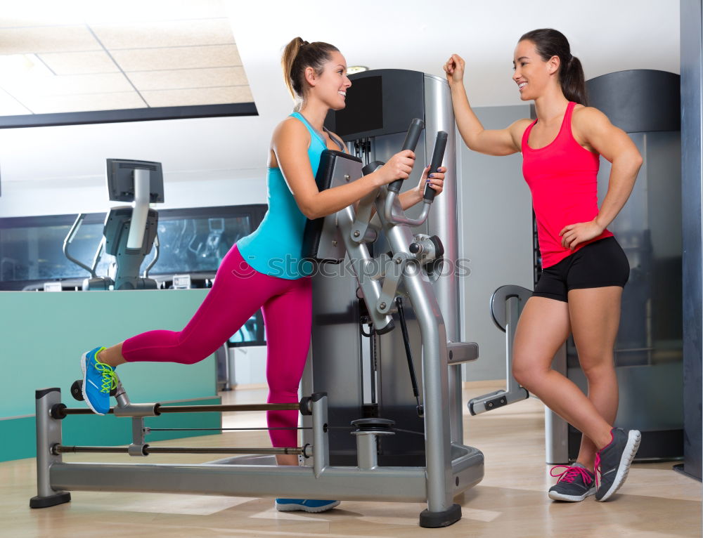 Similar – Image, Stock Photo Woman coach encouraging to man in bench press training