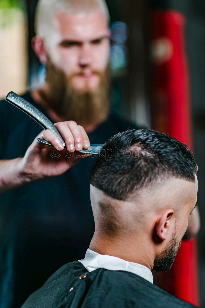 Similar – Image, Stock Photo Barber using grooming machine