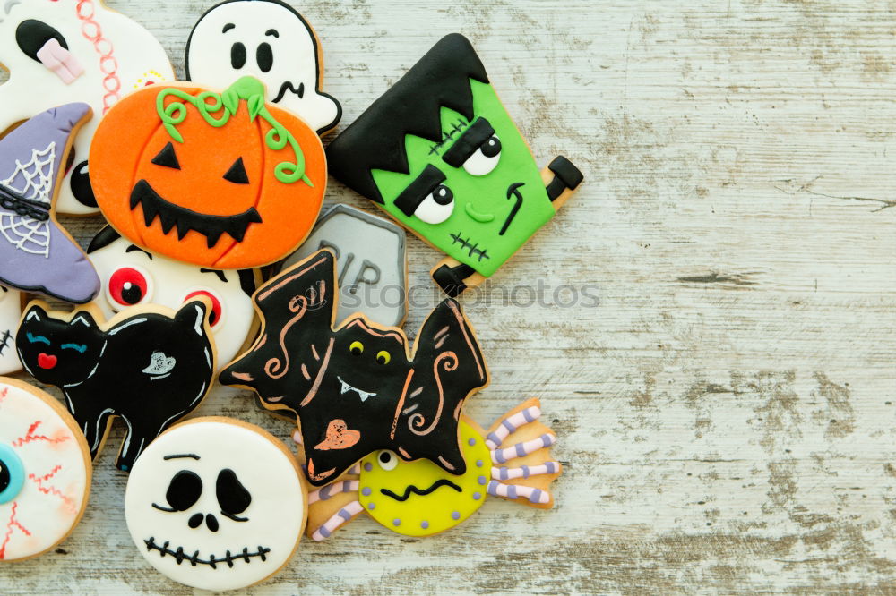 Similar – Image, Stock Photo Halloween cookies with different shapes