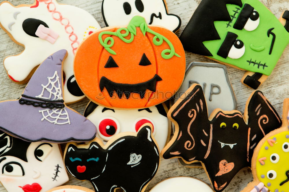 Similar – Image, Stock Photo Halloween cookies with different shapes