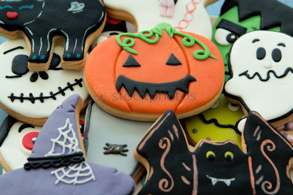 Similar – Image, Stock Photo Halloween cookies with different shapes