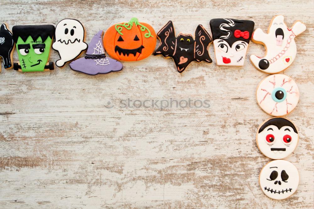 Similar – Image, Stock Photo Halloween cookies with different shapes