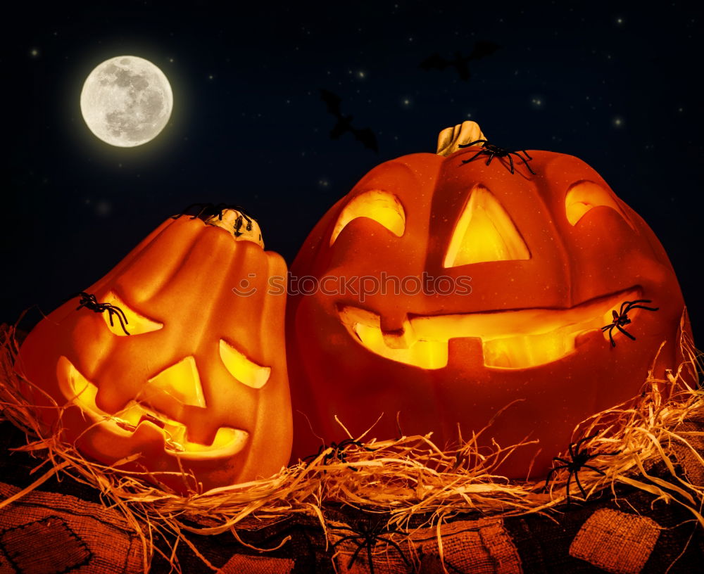 Similar – Image, Stock Photo Pumpkins in a Halloween night