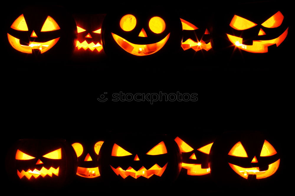 Similar – Image, Stock Photo Six glowing Halloween pumpkins