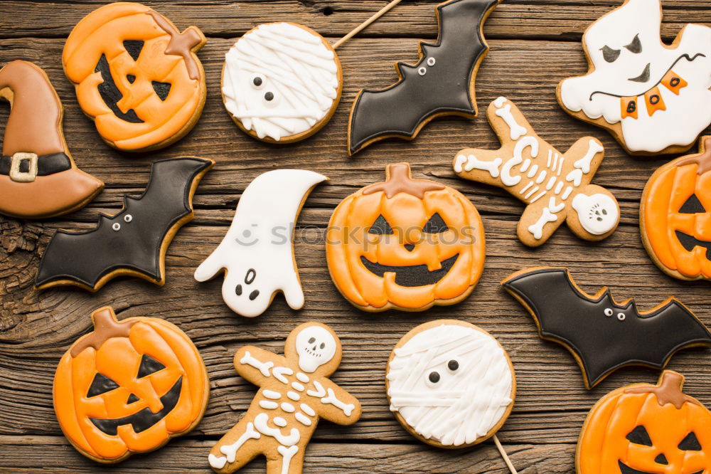 Similar – Image, Stock Photo Halloween cookies with different shapes