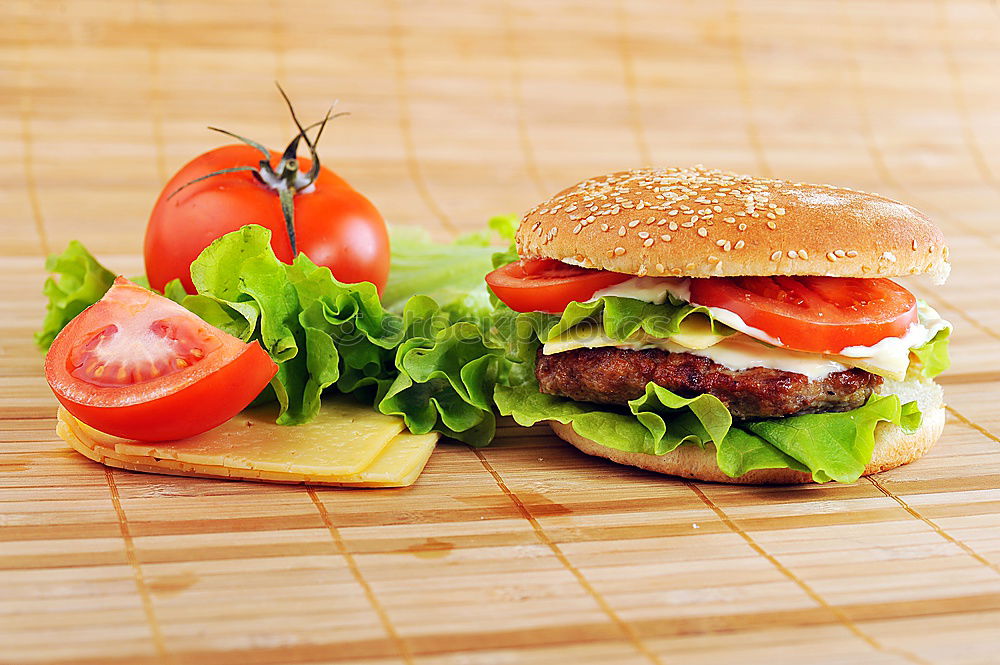 Similar – Image, Stock Photo burger with a meatball and vegetables