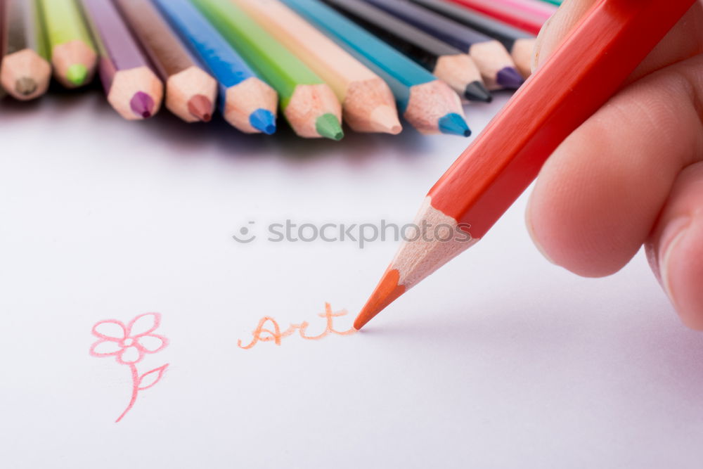 Similar – Garden tools with flower parts on empty notebook .