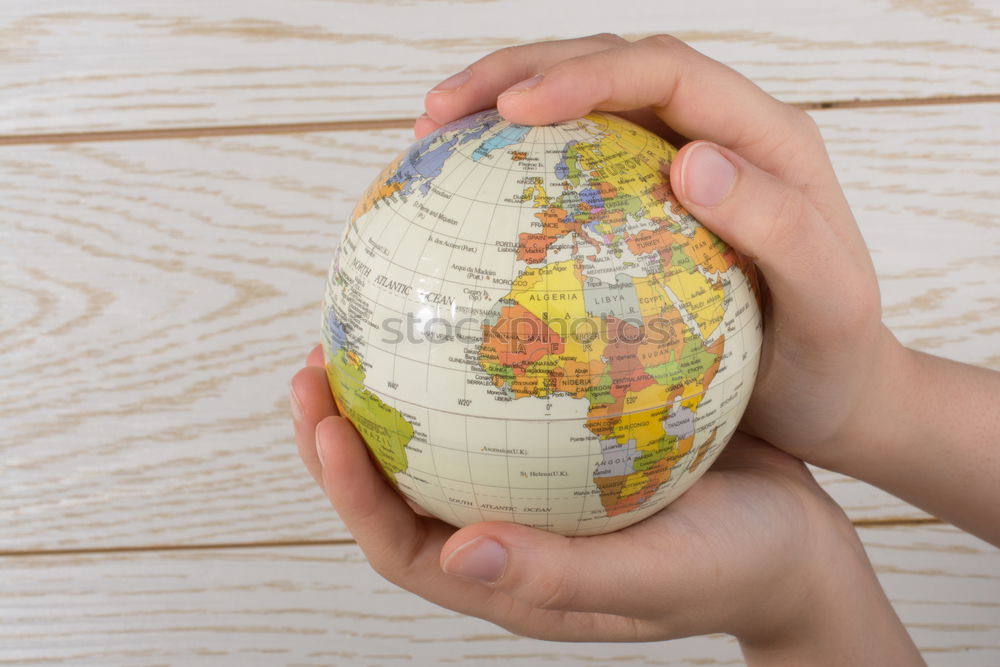 Image, Stock Photo child with a world globe in His Hands