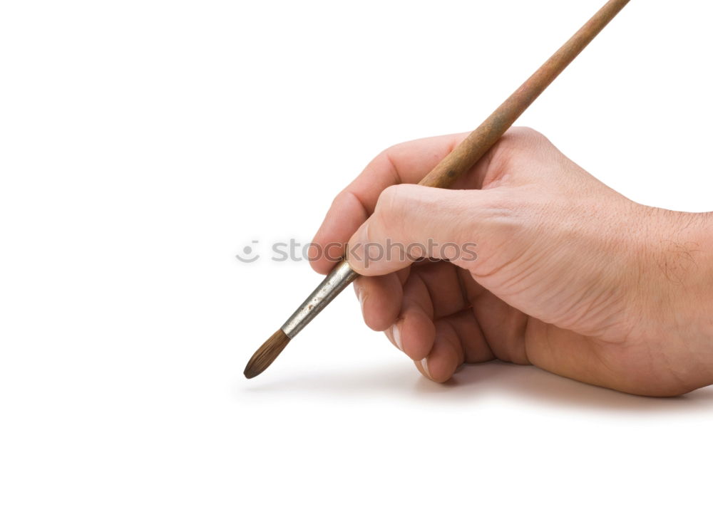 Similar – Image, Stock Photo Forearm and hand with pencil against a yellow background