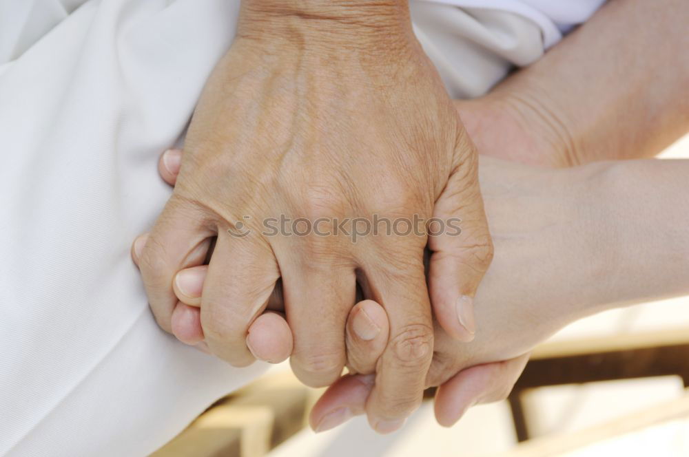 Similar – Image, Stock Photo Child holding hand of senior man in the nature