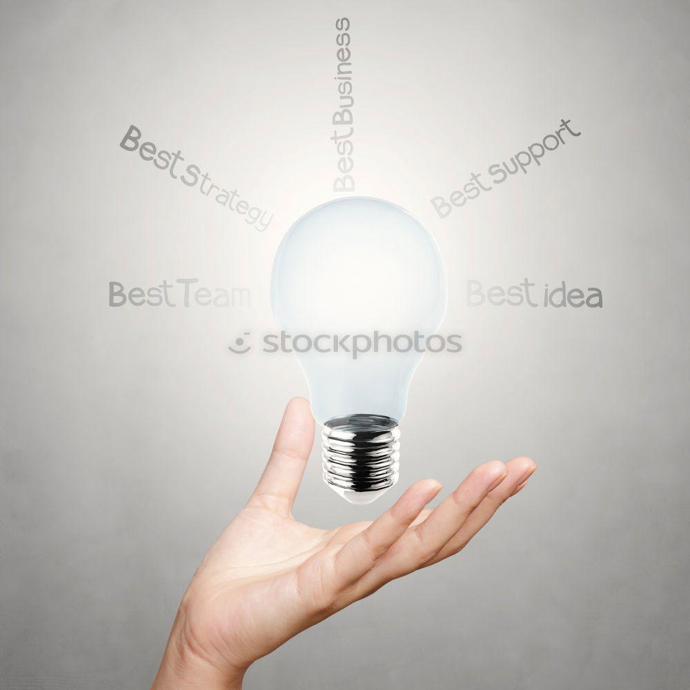 Similar – Female hand holding a shining light bulb, Great idea, innovation and inspiration, business concept background