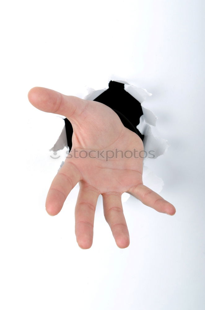 Similar – Image, Stock Photo Child hand reaches through a hole in a concrete wall