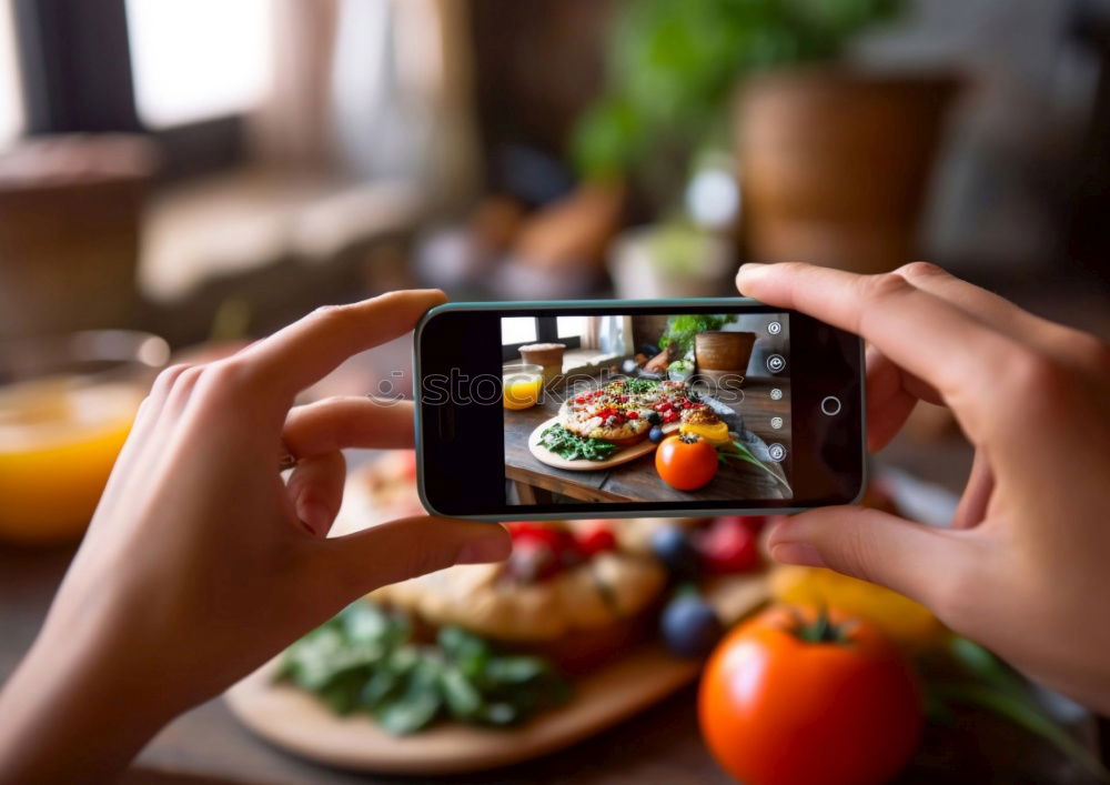 Image, Stock Photo Hands taking shot of appetizing dish