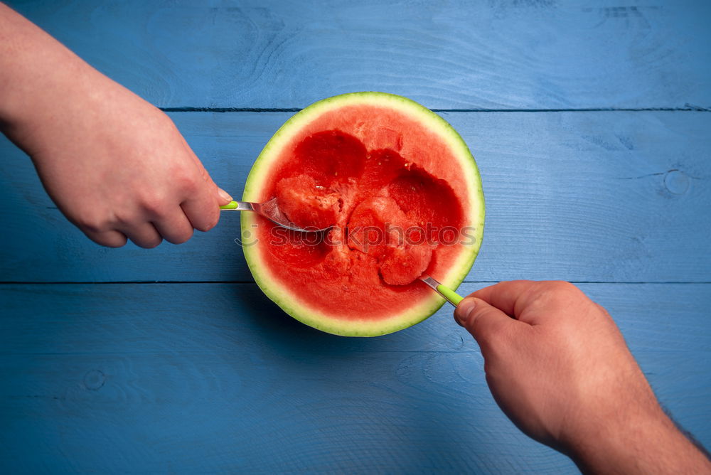 Similar – Image, Stock Photo colorful tropical fruits on blue wooden background