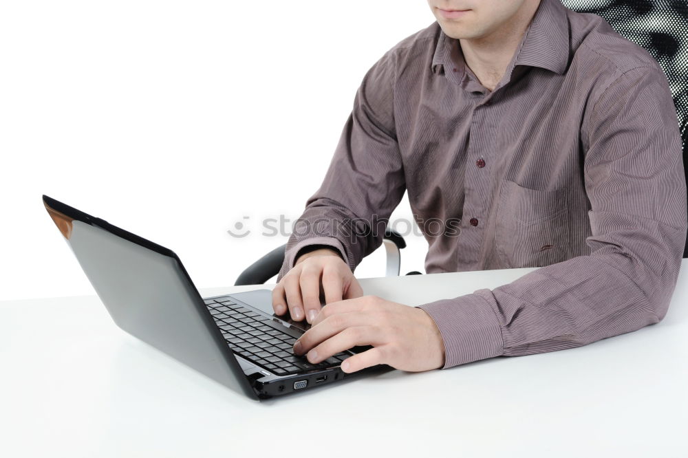 Similar – Image, Stock Photo Man is getting work done on notebook