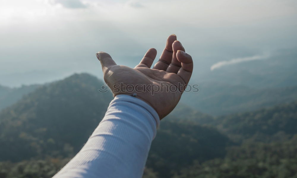 Similar – Image, Stock Photo A women with a bottle in her hand looks at the landscape