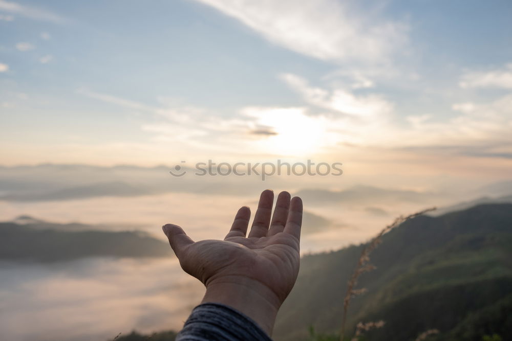 Similar – Image, Stock Photo Woman in coat on hill Hill