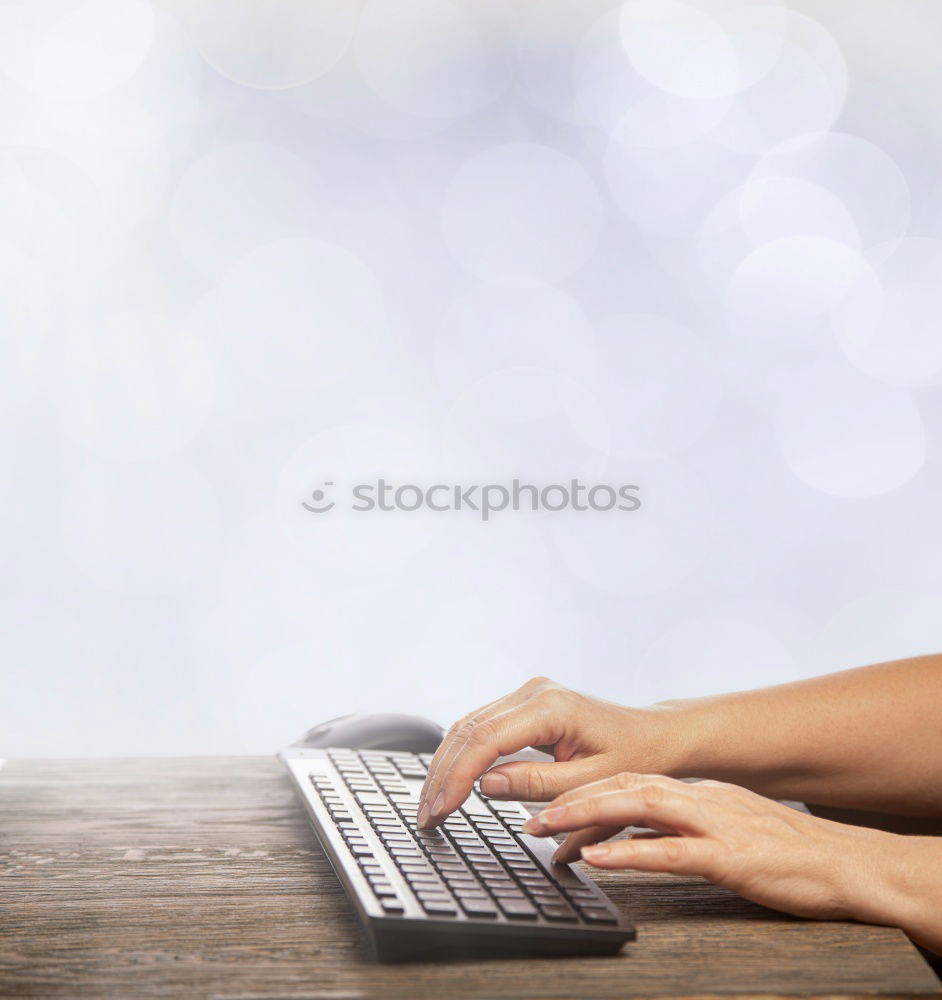 Similar – Image, Stock Photo Working with laptop, in office or at home, hands, fingers on keyboard, coffee cup