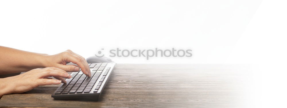 Similar – Image, Stock Photo Working with laptop, in office or at home, hands, fingers on keyboard, coffee cup