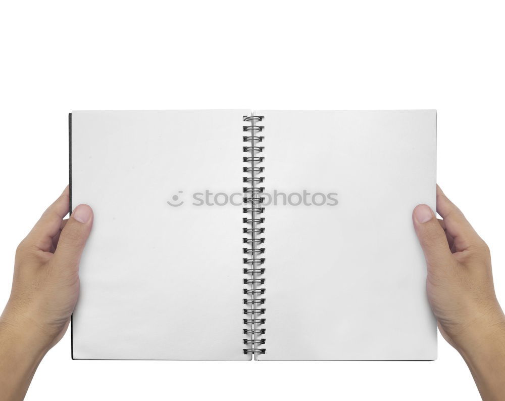 Similar – Image, Stock Photo empty open notebook in a cell and a female hand