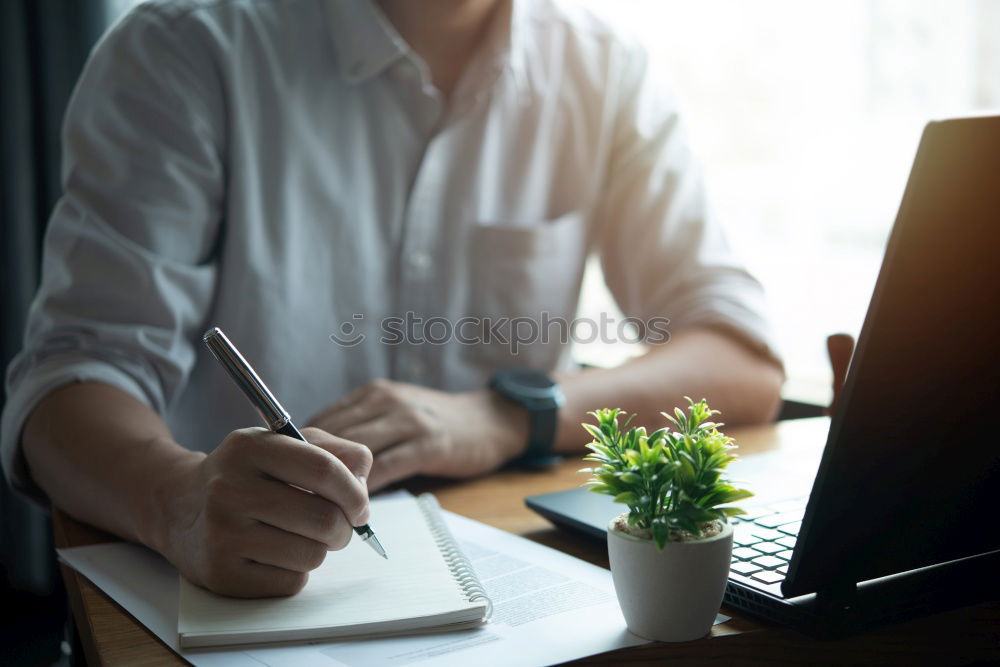 Similar – Image, Stock Photo Man is getting work done on notebook