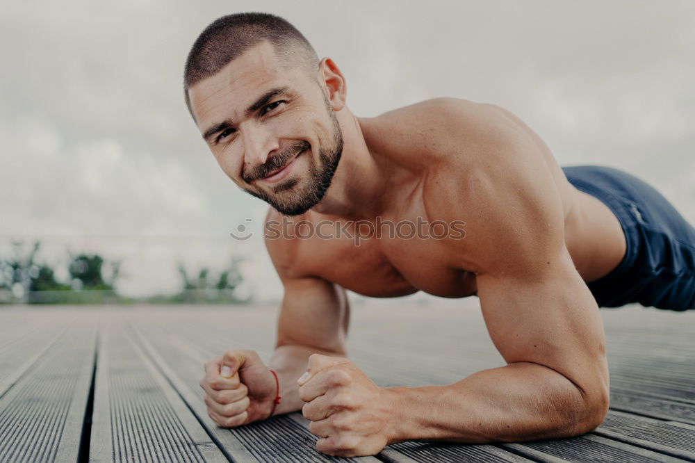 Similar – Image, Stock Photo Man training fitness push ups