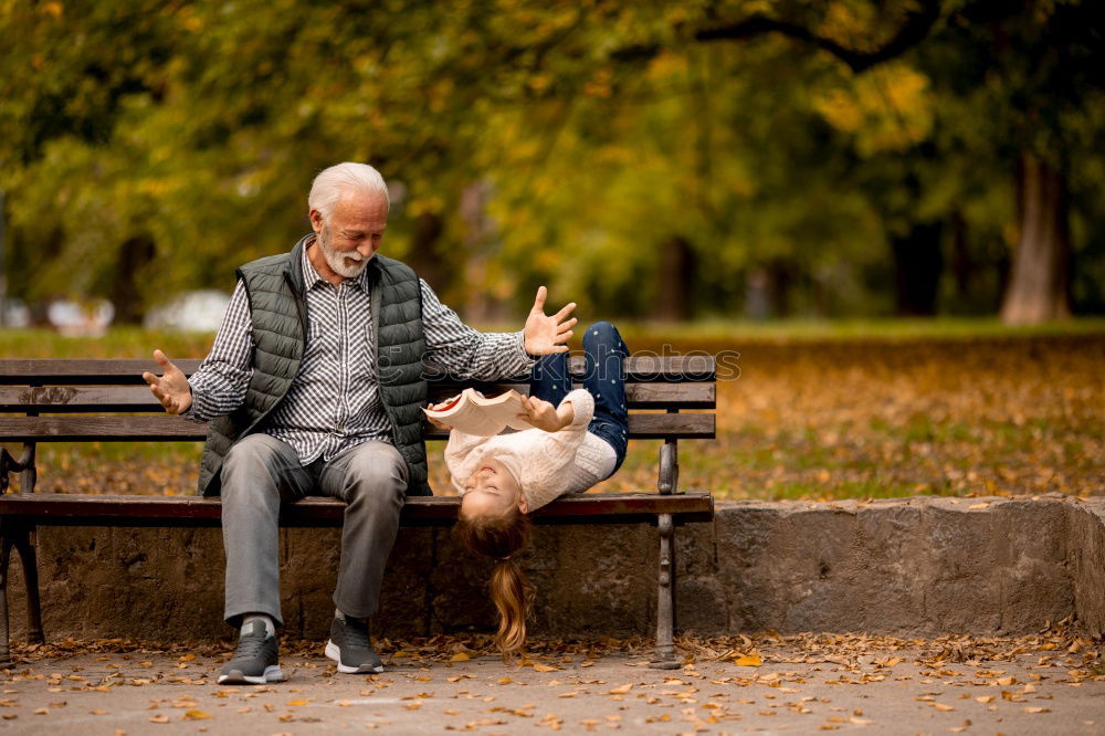 Similar – Image, Stock Photo Grandpa with grandchild in the garden