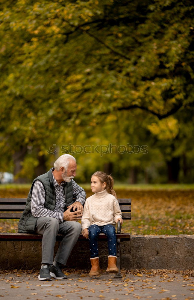 Similar – Image, Stock Photo Grandpa has his grandson on his arm