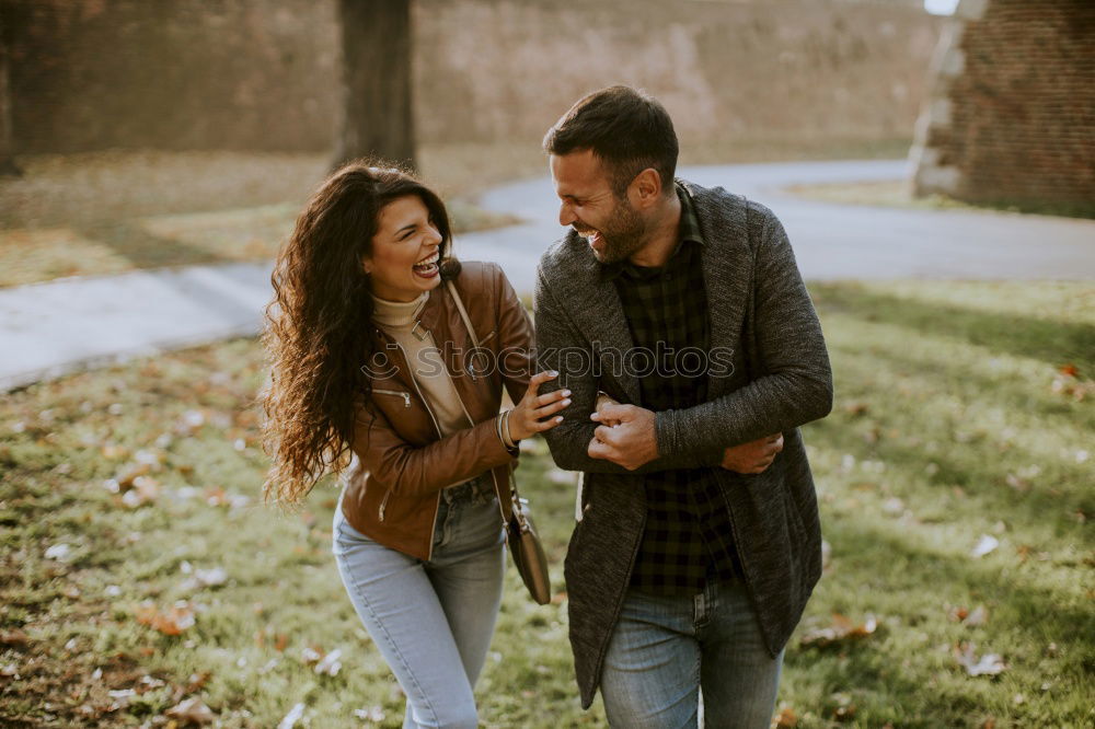 Similar – Image, Stock Photo Young couple cuddling outdoors