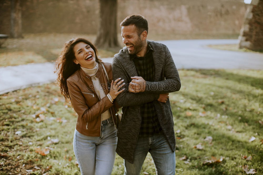 Similar – Blonde girl looks at camera while embraces her bearded boyfriend.