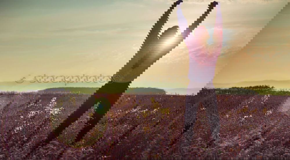 Similar – Image, Stock Photo Man jumping on sunny field