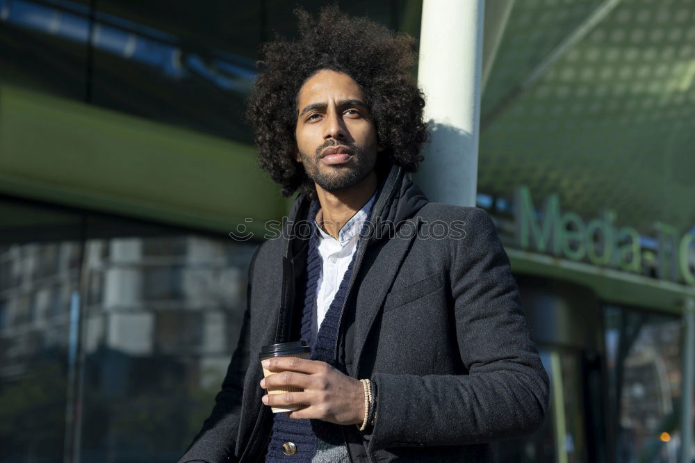 Similar – Image, Stock Photo Front view of a smiling afro man arms crossed