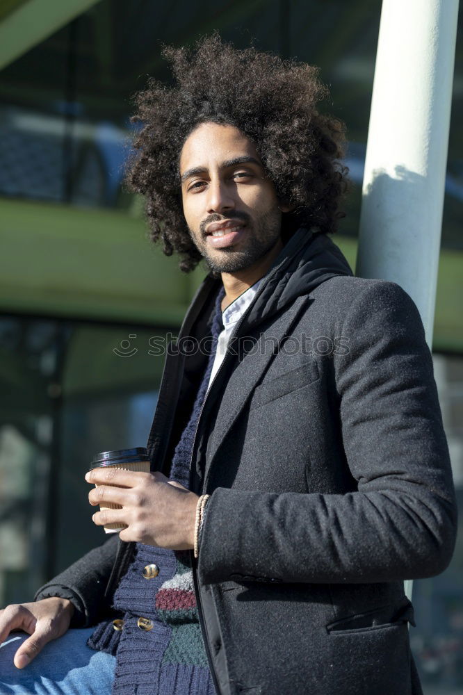 Similar – Image, Stock Photo Front view of a smiling afro man arms crossed