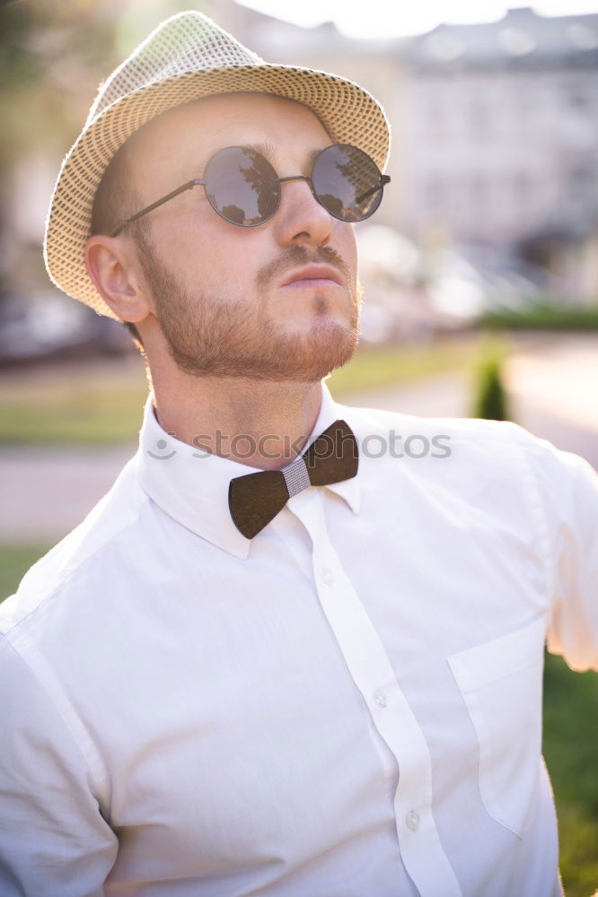 Similar – Image, Stock Photo Handsome caucasian young man in casual clothes in urban environment