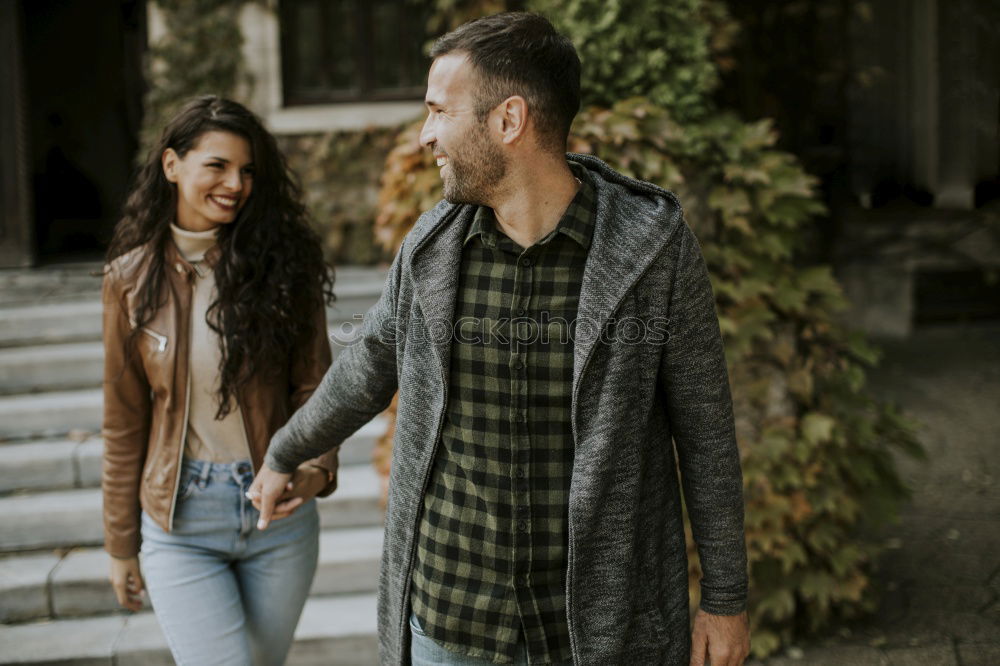 Similar – Image, Stock Photo Young couple cuddling outdoors