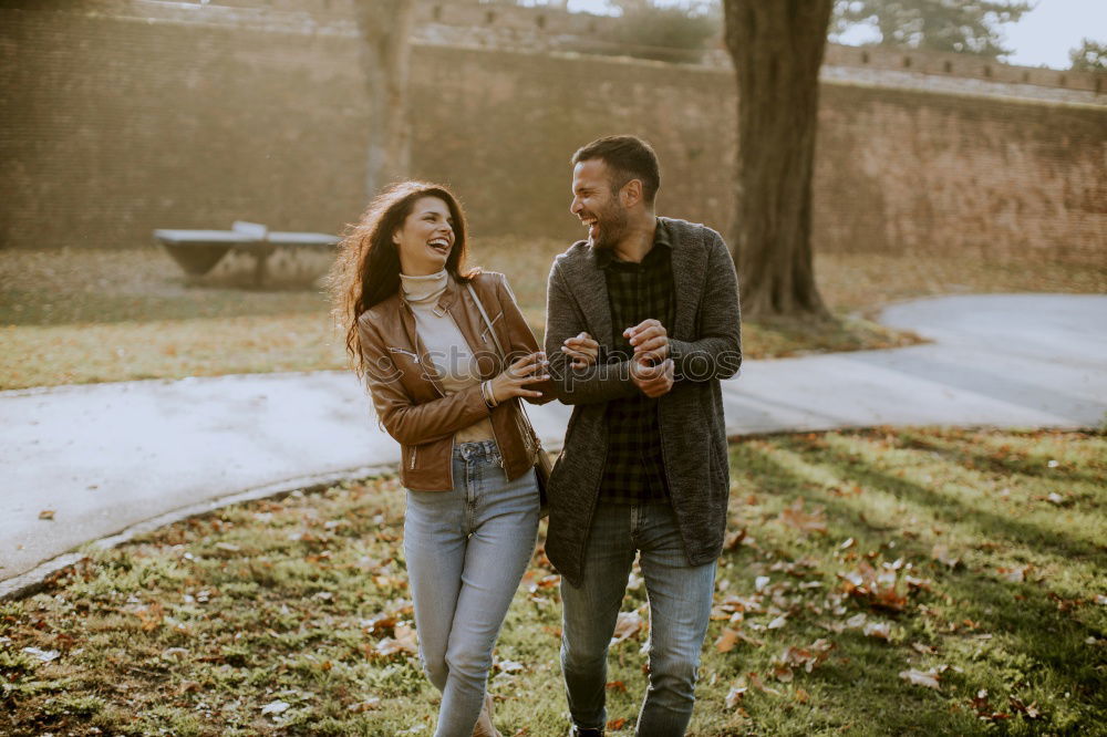 Similar – Image, Stock Photo Young couple cuddling outdoors