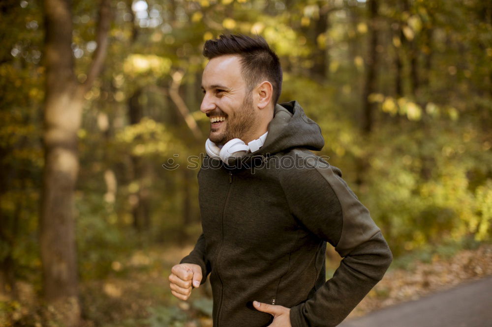 Similar – Image, Stock Photo Attractive bearded man listening to music