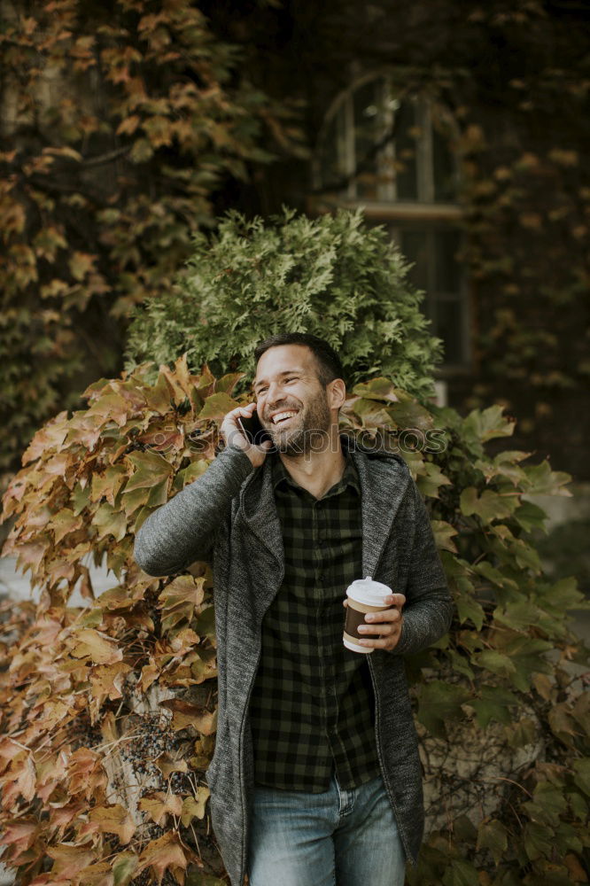 Similar – Image, Stock Photo Bearded man in hat on road