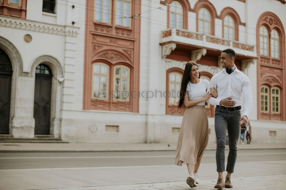 Similar – Beautiful couple hugging on crosswalk