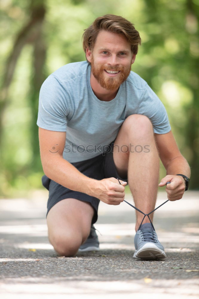 Similar – Image, Stock Photo Senior Man Exercising In Park