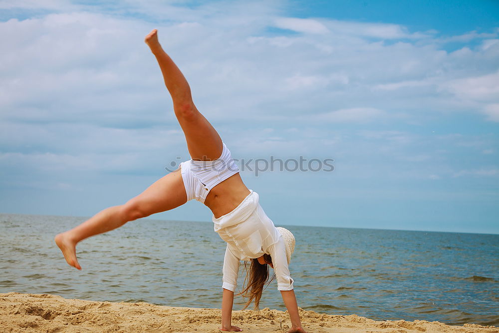 Similar – Black fit woman doing fitness acrobatics