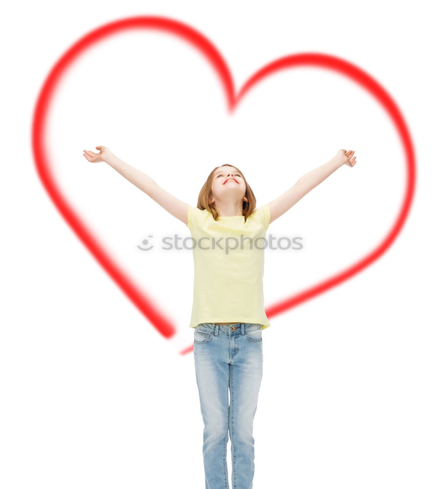 Similar – Image, Stock Photo Boy with chalk doesn’t want hate but love